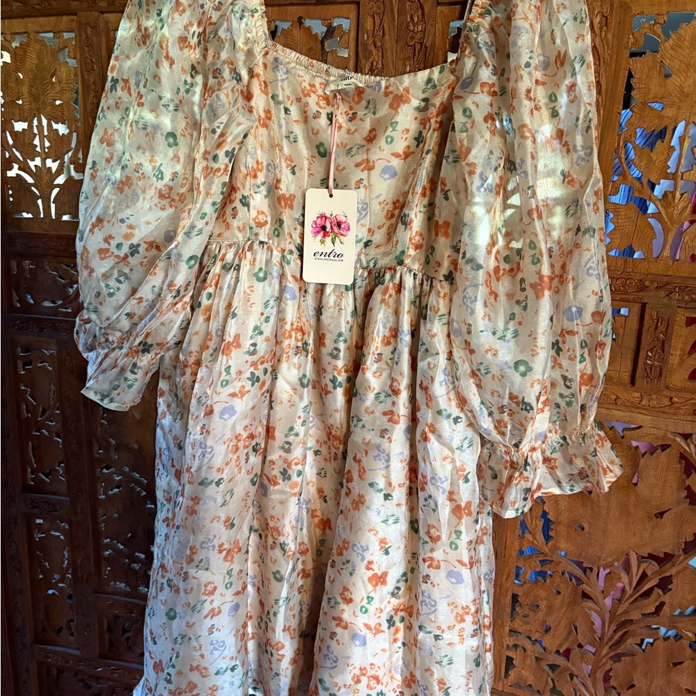 Entro Floral Puff Sleeve Dress